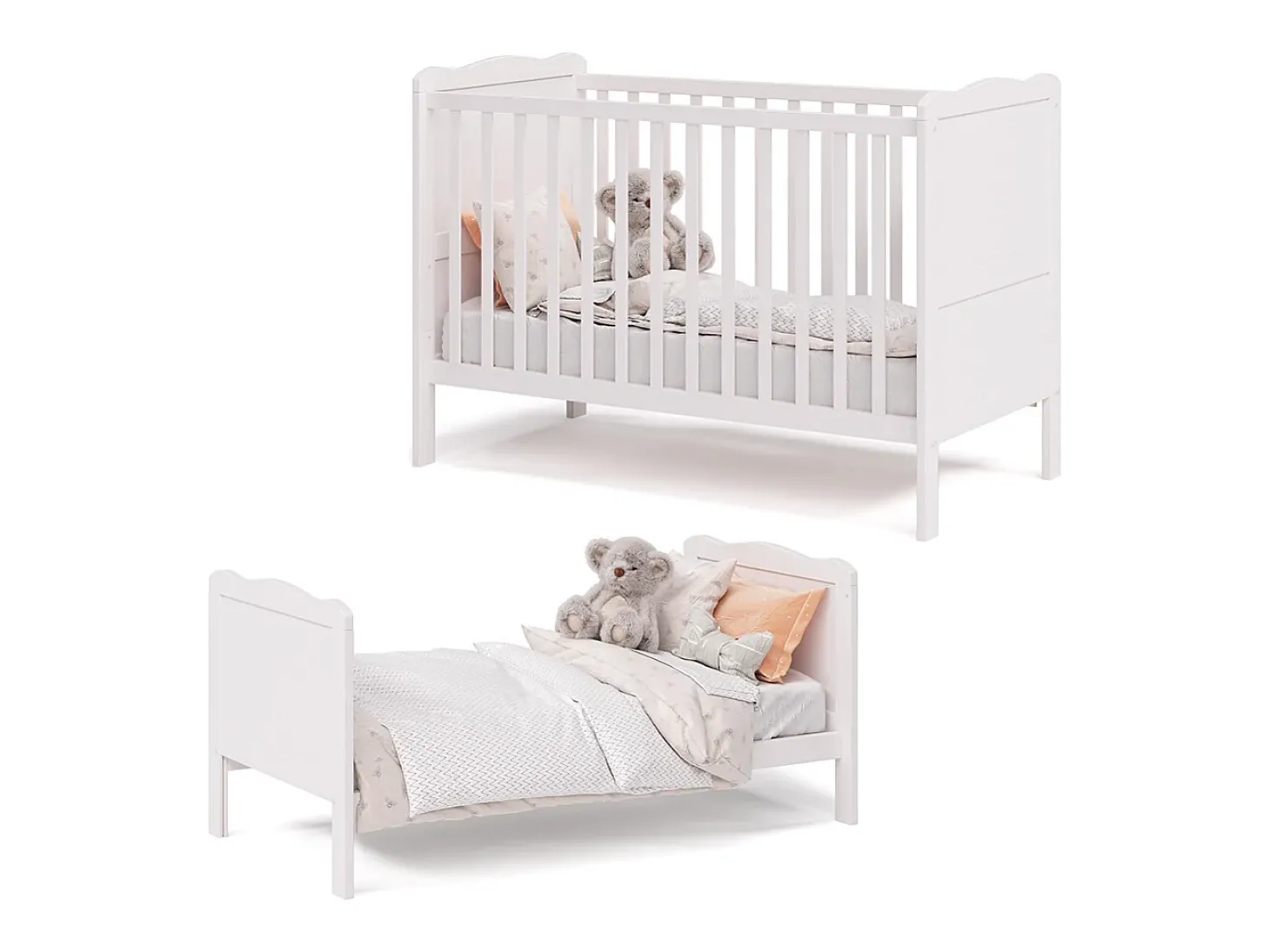 Cama de bebé branco 124x65x87 tobi
