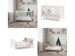 Cama de bebé branco 124x65x87 tobi