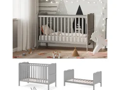 Cama de bebé cinza 124x65x87 tobi