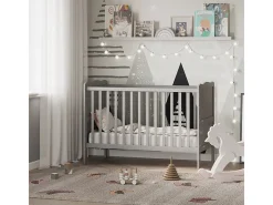 Cama de bebé cinza 124x65x87 tobi