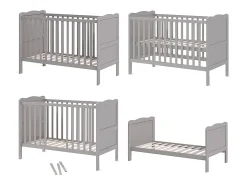 Cama de bebé cinza 124x65x87 tobi