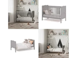 Cama de bebé cinza 124x65x87 tobi