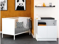 Cama de bebe de madeira Branco 60 x 120 cm ALBA