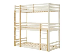 Cama de beliche triplo 3 x 90 x 200 cm madeira de pinho bege e natural - VAGAR