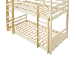 Cama de beliche triplo 3 x 90 x 200 cm madeira de pinho bege e natural - VAGAR