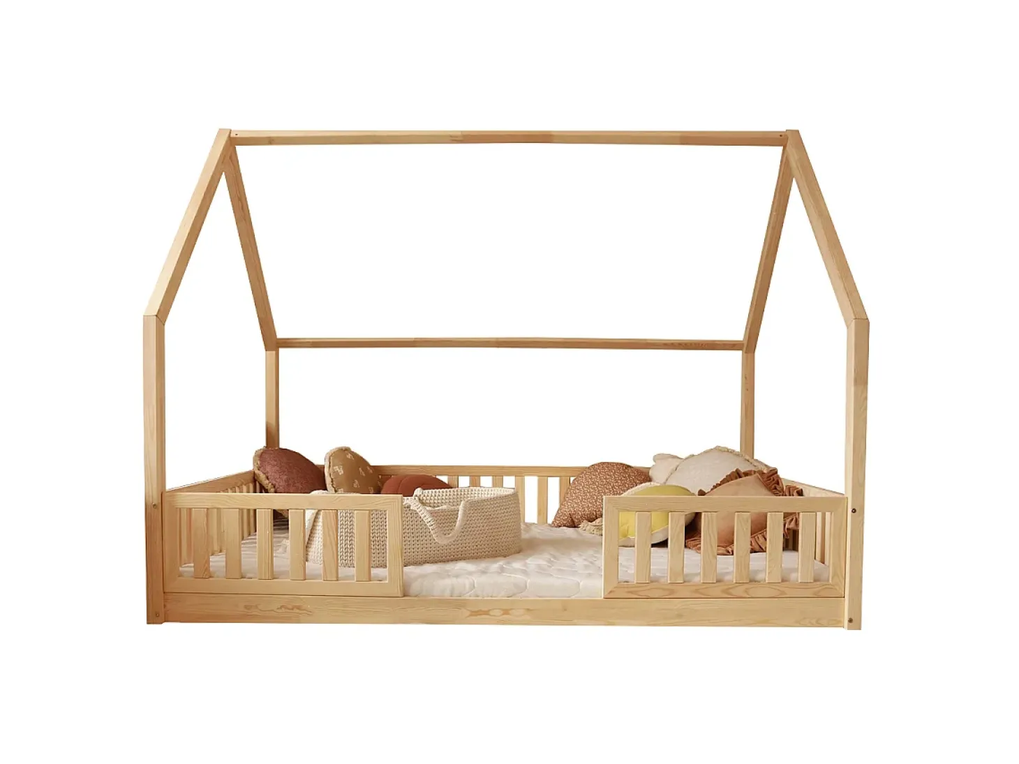 Cama de cabana 140x200 barreiras e base incluídas pés 1 cm Daisy Bois