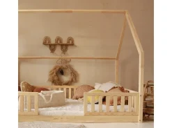 Cama de cabana 140x200 barreiras e base incluídas pés 1 cm Daisy Bois