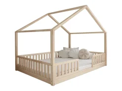 Cama de cabana 140x200 incluindo barreiras e base de ripas com pernas de 1 cm Roxane Bois