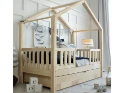 Cama de cabina 90x190 barreiras incluindo base de ripas e gaveta Roxane Bois