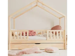 Cama de cabina 90x190 barreiras incluindo base de ripas e gaveta Roxane Bois