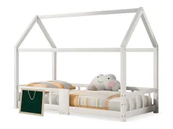 Cama de cabine 90 x 200 cm - Cama de criança com grades de segurança - madeira branca - colchão não incluído