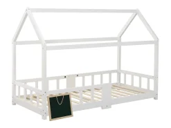 Cama de cabine 90 x 200 cm - Cama de criança com grades de segurança - madeira branca - colchão não incluído