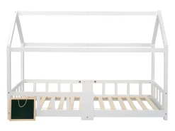 Cama de cabine 90 x 200 cm - Cama de criança com grades de segurança - madeira branca - colchão não incluído