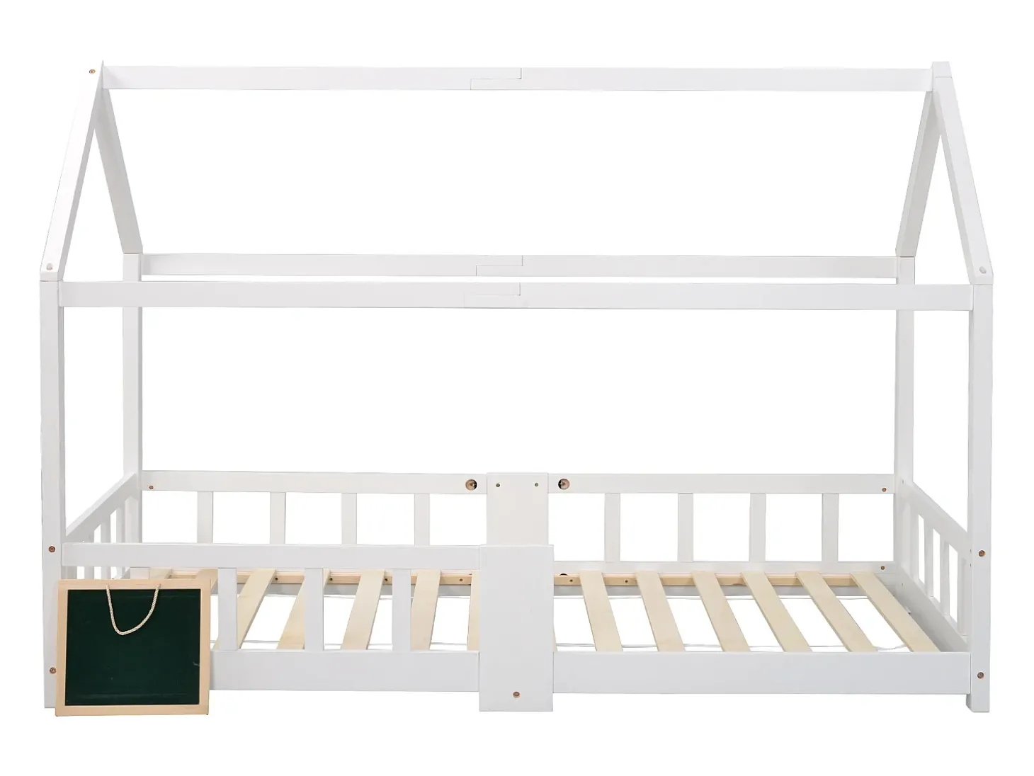 Cama de cabine 90 x 200 cm - Cama de criança com grades de segurança - madeira branca - colchão não incluído
