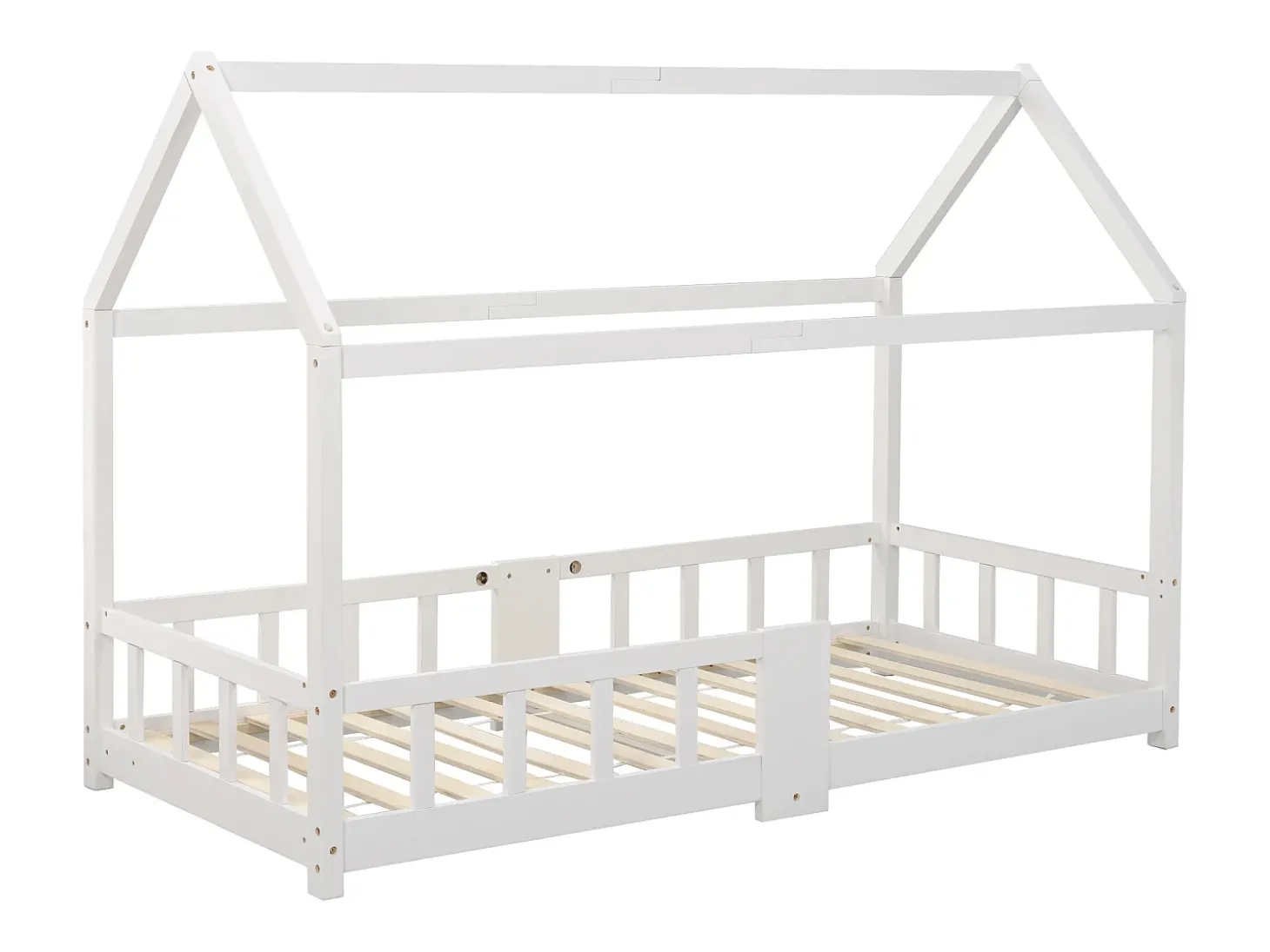 Cama de cabine 90 x 200 cm - Cama de criança com grades de segurança - madeira branca - colchão não incluído