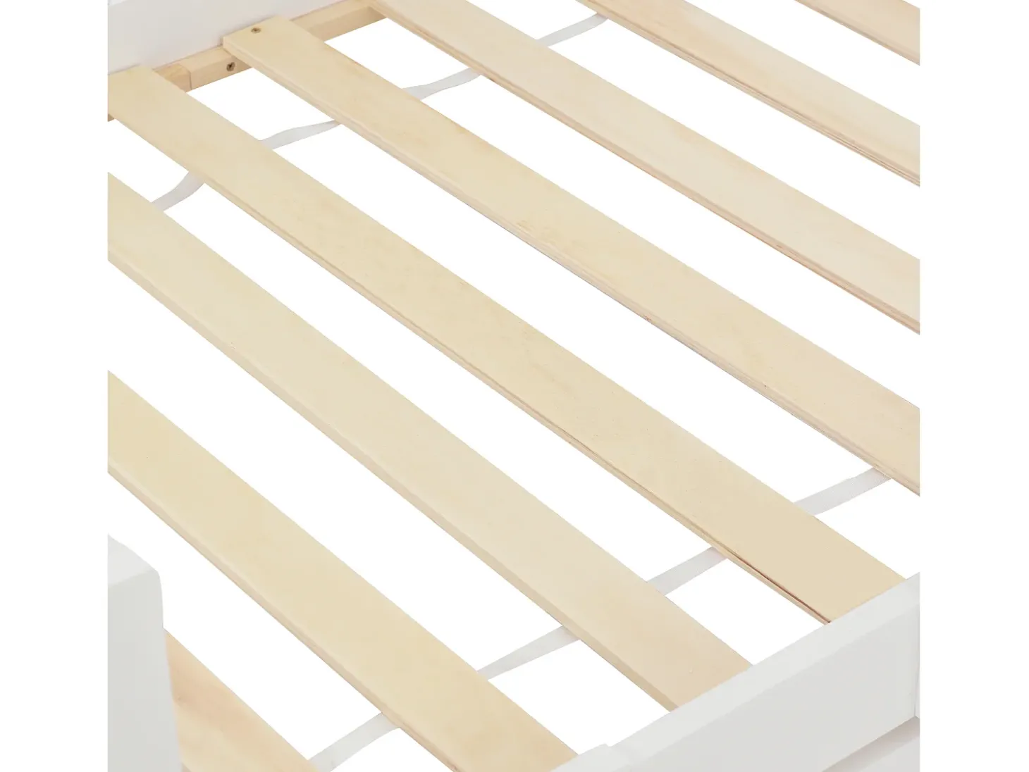 Cama de cabine em madeira - 90x200 cm - com estrados de ripas - Branco