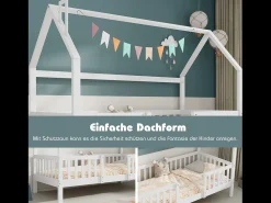 Cama de cabine infantil 90 x 200 cm com cabeceira - Pinho + Aglomerado + Contraplacado - Branco (sem colchão)