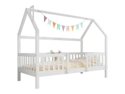 Cama de cabine infantil 90 x 200 cm com cabeceira - Pinho + Aglomerado + Contraplacado - Branco (sem colchão)