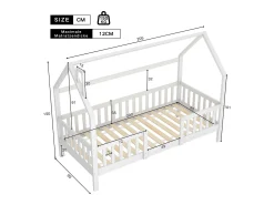 Cama de cabine infantil 90 x 200 cm com cabeceira - Pinho + Aglomerado + Contraplacado - Branco (sem colchão)