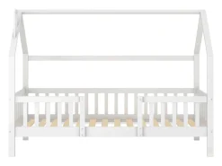 Cama de cabine infantil 90 x 200 cm com cabeceira - Pinho + Aglomerado + Contraplacado - Branco (sem colchão)