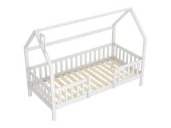 Cama de cabine infantil 90 x 200 cm com cabeceira - Pinho + Aglomerado + Contraplacado - Branco (sem colchão)