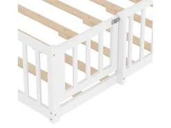 Cama de cabine infantil 140x190cm, estrado de ripas, estrutura de pinho, sem colchão, branca