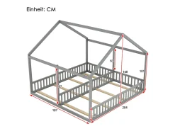 Cama de cabine para 2 crianças 90x200cm - camas planas modelos de casa camas 2 dormir 2 em 1 - cinzento