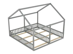 Cama de cabine para 2 crianças 90x200cm - camas planas modelos de casa camas 2 dormir 2 em 1 - cinzento