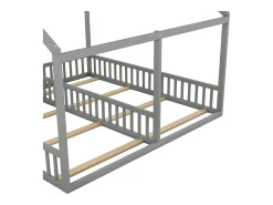 Cama de cabine para 2 crianças 90x200cm - camas planas modelos de casa camas 2 dormir 2 em 1 - cinzento