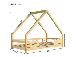Cama de cabine 90x200 cm - com estrado de ripas - pinho natural - sem colchão