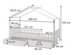 Cama de casa branco 206x96x155 franka