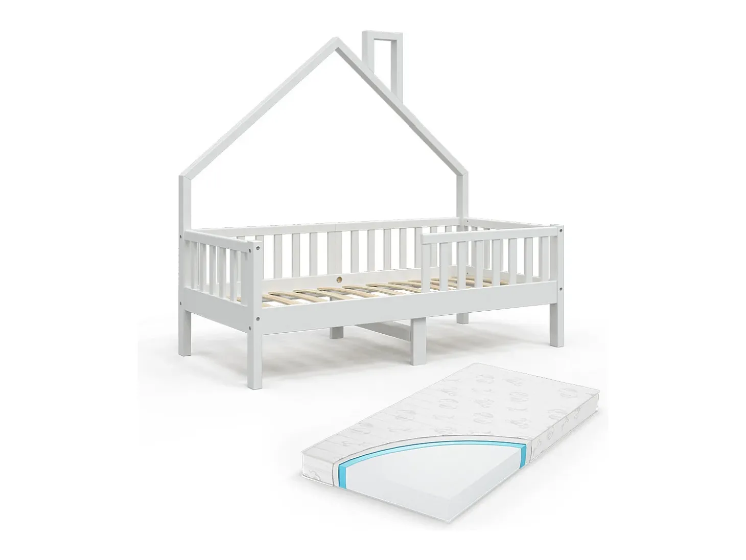 Cama de casa branco 168x83x155 noemi