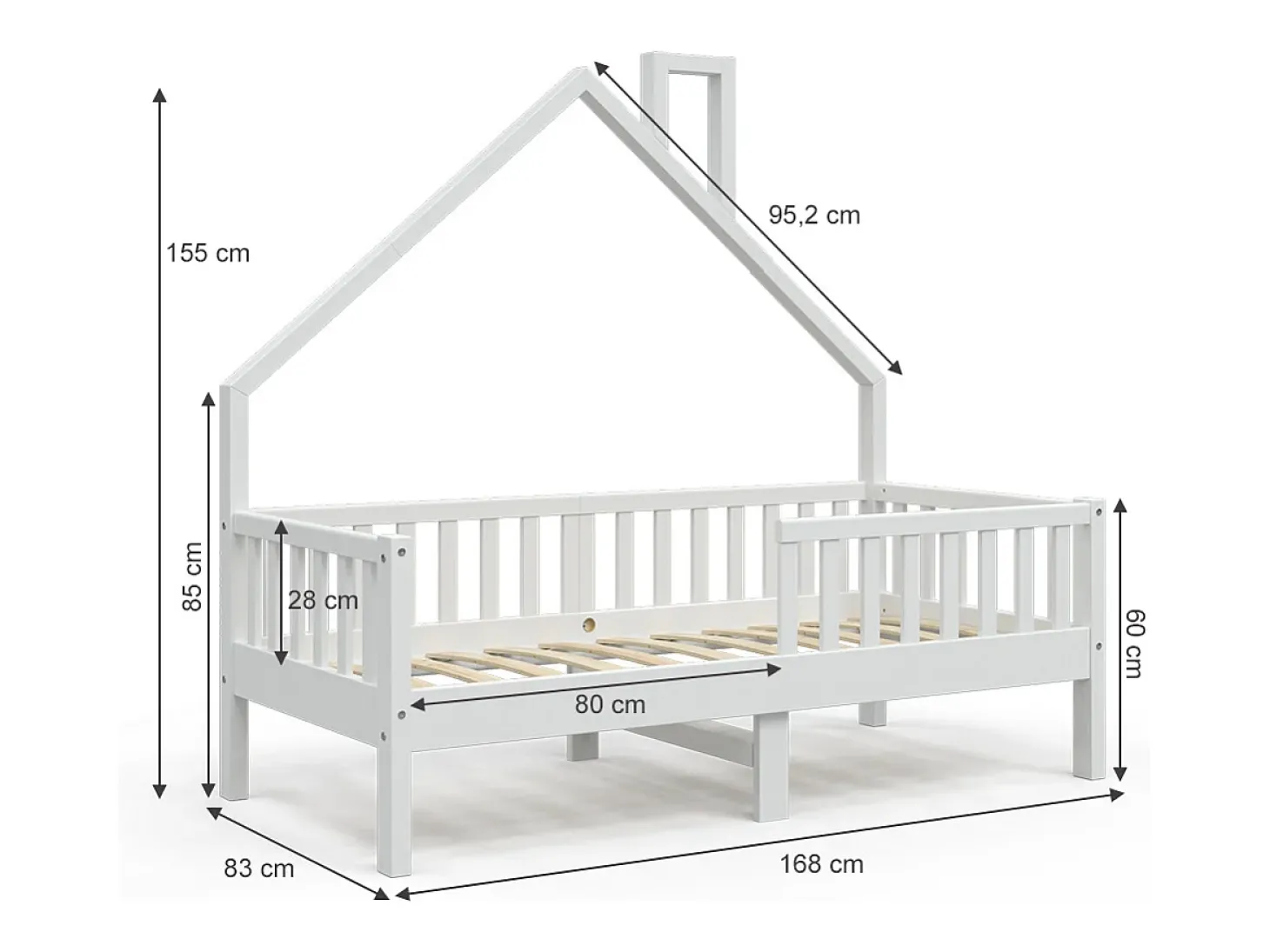 Cama de casa branco 168x83x155 noemi