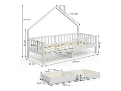 Cama de casa branco 208x93x155 noemi