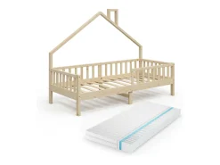 Cama de casa madeira natural 208x93x155 noemi