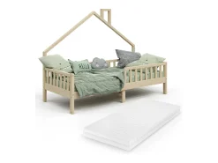 Cama de casa madeira natural 208x93x155 noemi