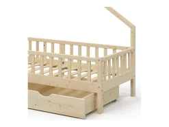 Cama de casa madeira natural 208x93x155 noemi