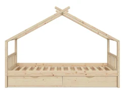 Cama de casa madeira natural 208x97x148 design