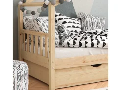 Cama de casa madeira natural 208x97x148 design