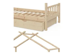 Cama de casa madeira natural 208x97x148 design