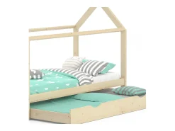 Cama de casa madeira natural 208x96x148 wiki