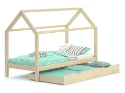 Cama de casa madeira natural 208x96x148 wiki