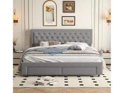 Cama de casal 160*200cm, cama hidráulica, cama estofada com espaço de armazenamento, cinza, veludo
