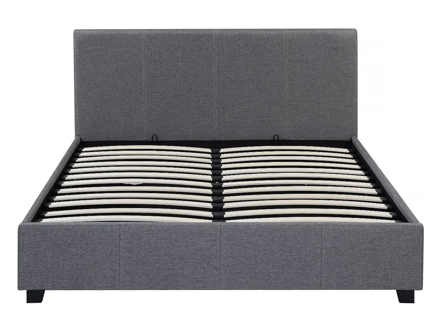 Cama de casal com armazenamento "Carla" - 140 x 190 - Cinza, estrado de ripas e cabeceira incluídos