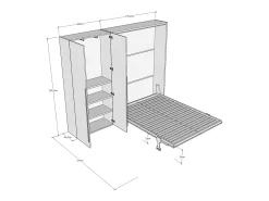 Cama de casal dobrável vertical Versia 160 com guarda-roupa direito de 2 portas em branco
