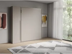 Cama de casal dobrável vertical Versia 160 com guarda-roupa direito de 1 porta Argilla