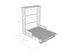 Cama de casal dobrável vertical Versia Sofà 160 com sofá Argilla e prateleira