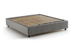 Cama de casal Elisa, Cama de armazenamento com forro de tecido, 100% Fabricado na Itália, Abertura frontal, adequada para colchão 160x190 cm, Cinza