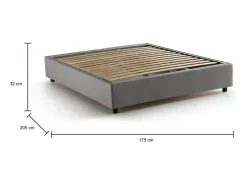 Cama de casal Elisa, Cama de armazenamento com forro de tecido, 100% Fabricado na Itália, Abertura frontal, adequada para colchão 160x190 cm, Cinza