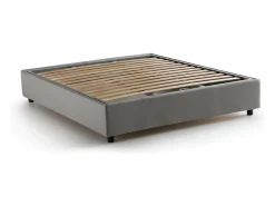 Cama de casal Elisa, Cama de armazenamento com forro de tecido, 100% Fabricado na Itália, Abertura frontal, adequada para colchão 160x190 cm, Cinza